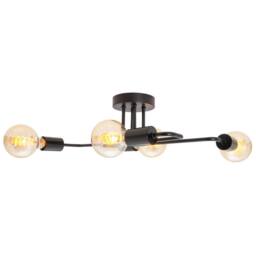 Happy Homewares Industrial Vintage Styled Matte Black Ceiling Light with Looping Arms - thumbnail 6