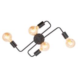 Happy Homewares Industrial Vintage Styled Matte Black Ceiling Light with Looping Arms - thumbnail 4