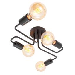 Happy Homewares Industrial Vintage Styled Matte Black Ceiling Light with Looping Arms - thumbnail 1