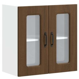 Berkfield Home Kitchen Wall Cabinet with Glass Door Kalmar Brown Oak Engineered Wood - thumbnail 2