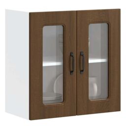 Berkfield Home Kitchen Wall Cabinet with Glass Door Kalmar Brown Oak Engineered Wood - thumbnail 1
