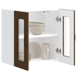 Berkfield Home Kitchen Wall Cabinet with Glass Door Kalmar Brown Oak Engineered Wood - thumbnail 5