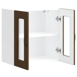 Berkfield Home Kitchen Wall Cabinet with Glass Door Kalmar Brown Oak Engineered Wood - thumbnail 6