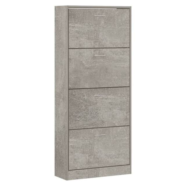 Berkfield Home Shoe Cabinet Concrete Grey 63x24x147 cm Engineered Wood - Size: 63 x 24 x 147 cm - image 1