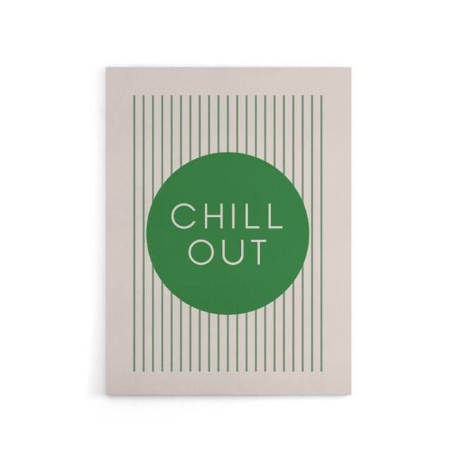"Artery8 Chill Out Relax Green Circle Stripes Design Canvas Wall Art Print - Size: W24"" x H32""" - image 1
