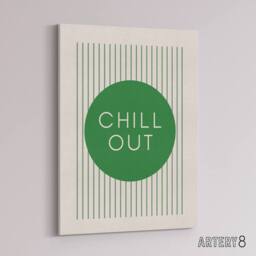 "Artery8 Chill Out Relax Green Circle Stripes Design Canvas Wall Art Print - Size: W24"" x H32""" - thumbnail 2