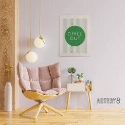 "Artery8 Chill Out Relax Green Circle Stripes Design Canvas Wall Art Print - Size: W24"" x H32""" - thumbnail 3