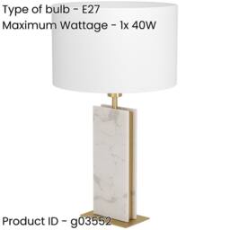 Loops Elegant Brushed Brass & White Table Lamp for Stylish Indoor Decor - thumbnail 2
