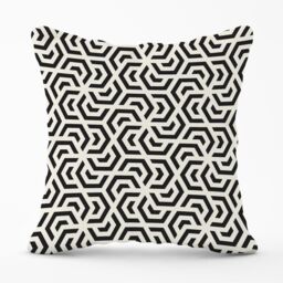 Warren Reed - Designer Hexagonal Geometric Pattern Outdoor Cushion in Black - Size: 45 cm x 45 cm - thumbnail 1