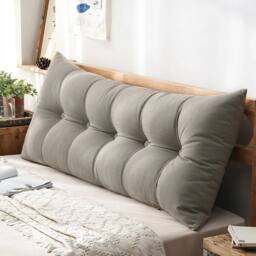 KORVIXA Polyester Bed Reading Cushion Pillow in Grey - Size: Double - thumbnail 4