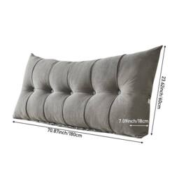 KORVIXA Polyester Bed Reading Cushion Pillow in Grey - Size: Double - thumbnail 2