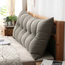 KORVIXA Polyester Bed Reading Cushion Pillow in Grey - Size: Double - thumbnail 3