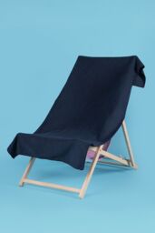 OHS Plain Microfibre Quick Dry Beach Towel Bathroom in Navy - thumbnail 1