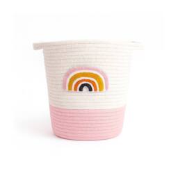 Voltico Cotton Striped Storage Basket - Soft Woven Design in Warm White - thumbnail 5
