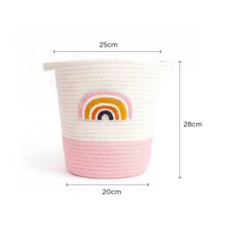 Voltico Cotton Striped Storage Basket - Soft Woven Design in Warm White - thumbnail 4