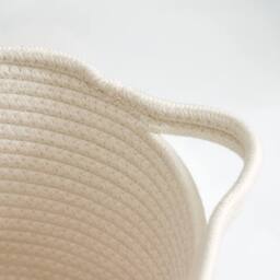 Voltico Cotton Striped Storage Basket - Soft Woven Design in Warm White - thumbnail 2