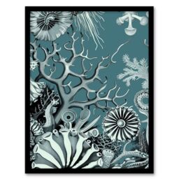 "Artery8 Coral Reef Life Aquatic Blue Landscape Design Framed Art Print - Size: W12"" x H16""" - thumbnail 1