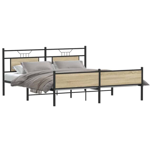 Berkfield Home Metal Bed Frame without Mattress Sonoma Oak 160x200 cm in Brown - image 1
