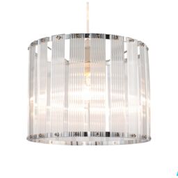 Happy Homewares Designer Pendant Light Shade with Rippled Acrylic Transparent Columns in Silver - thumbnail 2