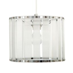 Happy Homewares Designer Pendant Light Shade with Rippled Acrylic Transparent Columns in Silver - thumbnail 3