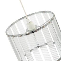 Happy Homewares Designer Pendant Light Shade with Rippled Acrylic Transparent Columns in Silver - thumbnail 4