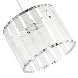 Happy Homewares Designer Pendant Light Shade with Rippled Acrylic Transparent Columns in Silver - thumbnail 6