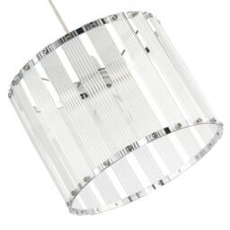 Happy Homewares Designer Pendant Light Shade with Rippled Acrylic Transparent Columns in Silver - thumbnail 8