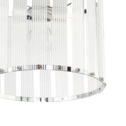 Happy Homewares Designer Pendant Light Shade with Rippled Acrylic Transparent Columns in Silver - thumbnail 5