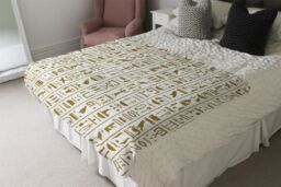 Benjamin Tate Design Acient Egyptian Heiroglyphs Blanket in Natural - Size: 120 cm x 150 cm - thumbnail 3