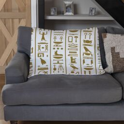 Benjamin Tate Design Acient Egyptian Heiroglyphs Blanket in Natural - Size: 120 cm x 150 cm - thumbnail 2