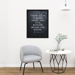 "Artery8 Wall Art Print Slate Quote Bear Bryant Blood Sweats Guts Dream Success Large Framed Wall Décor Art in Brown - Size: W18"" x H24""" - thumbnail 2