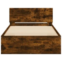 Berkfield Home Bed Frame without Mattress with Headboard Smoked Oak 100x200 cm in Brown - thumbnail 5