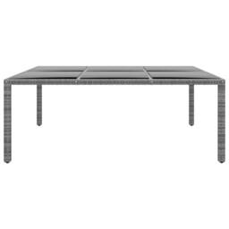 Berkfield Home Garden Table 200x150x75 cm Tempered Glass & Poly Rattan Grey - Size: 200 x 150 x 75 cm - thumbnail 3
