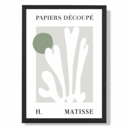 ARTZE Matisse Floral Cutout Sage Green Framed Print SIZE: A2 with Black Frame in Pale Green - Size: A4 - thumbnail 1