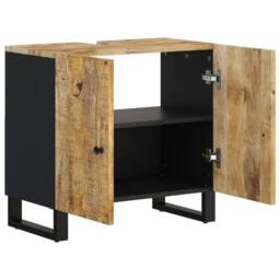 Berkfield Home Sink Cabinet 62x33x58 cm Solid Wood Mango & Engineered Wood in Brown - Size: 62 x 33 x 58 cm - thumbnail 3