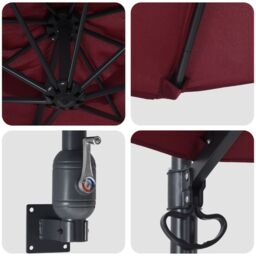 Berkfield Home Patio Umbrella Bordeaux red Polyester Large Collapsible - thumbnail 7