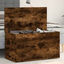 Berkfield Home Storage Chest Smoked Oak 84x42x46 cm Engineered Wood in Brown - Size: 84 x 42 x 46 cm - thumbnail 2