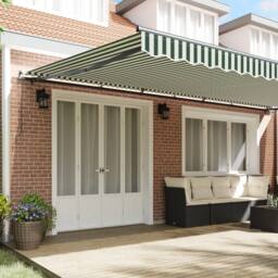 Berkfield Home Manual Retractable Awning Green & White 600x300 cm - thumbnail 3