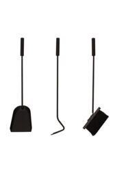 JVL Malham 3 Piece Companion Set + Stand in Black - thumbnail 2