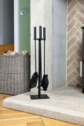 JVL Malham 3 Piece Companion Set + Stand in Black - thumbnail 4