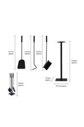 JVL Malham 3 Piece Companion Set + Stand in Black - thumbnail 6