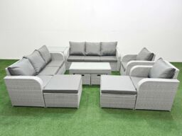 Fimous PE Wicker Rattan Furniture Sofa Sets with Coffee Table 3 Seater Sofa in Light Grey - thumbnail 1