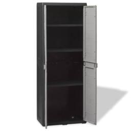 Berkfield Home Garden Storage Cabinet with 3 Shelves Black & Grey - thumbnail 3