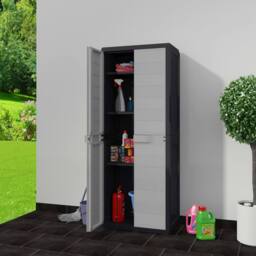 Berkfield Home Garden Storage Cabinet with 3 Shelves Black & Grey - thumbnail 2