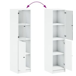Berkfield Home Highboard with Glass Door White 35x37x142 cm - Size: 35 x 37 x 142 cm - thumbnail 9