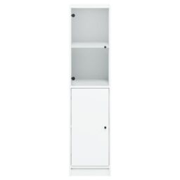 Berkfield Home Highboard with Glass Door White 35x37x142 cm - Size: 35 x 37 x 142 cm - thumbnail 6