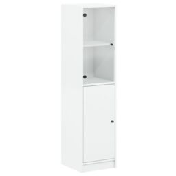 Berkfield Home Highboard with Glass Door White 35x37x142 cm - Size: 35 x 37 x 142 cm - thumbnail 2
