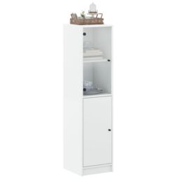 Berkfield Home Highboard with Glass Door White 35x37x142 cm - Size: 35 x 37 x 142 cm - thumbnail 4