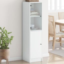 Berkfield Home Highboard with Glass Door White 35x37x142 cm - Size: 35 x 37 x 142 cm