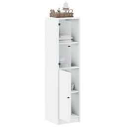 Berkfield Home Highboard with Glass Door White 35x37x142 cm - Size: 35 x 37 x 142 cm - thumbnail 5